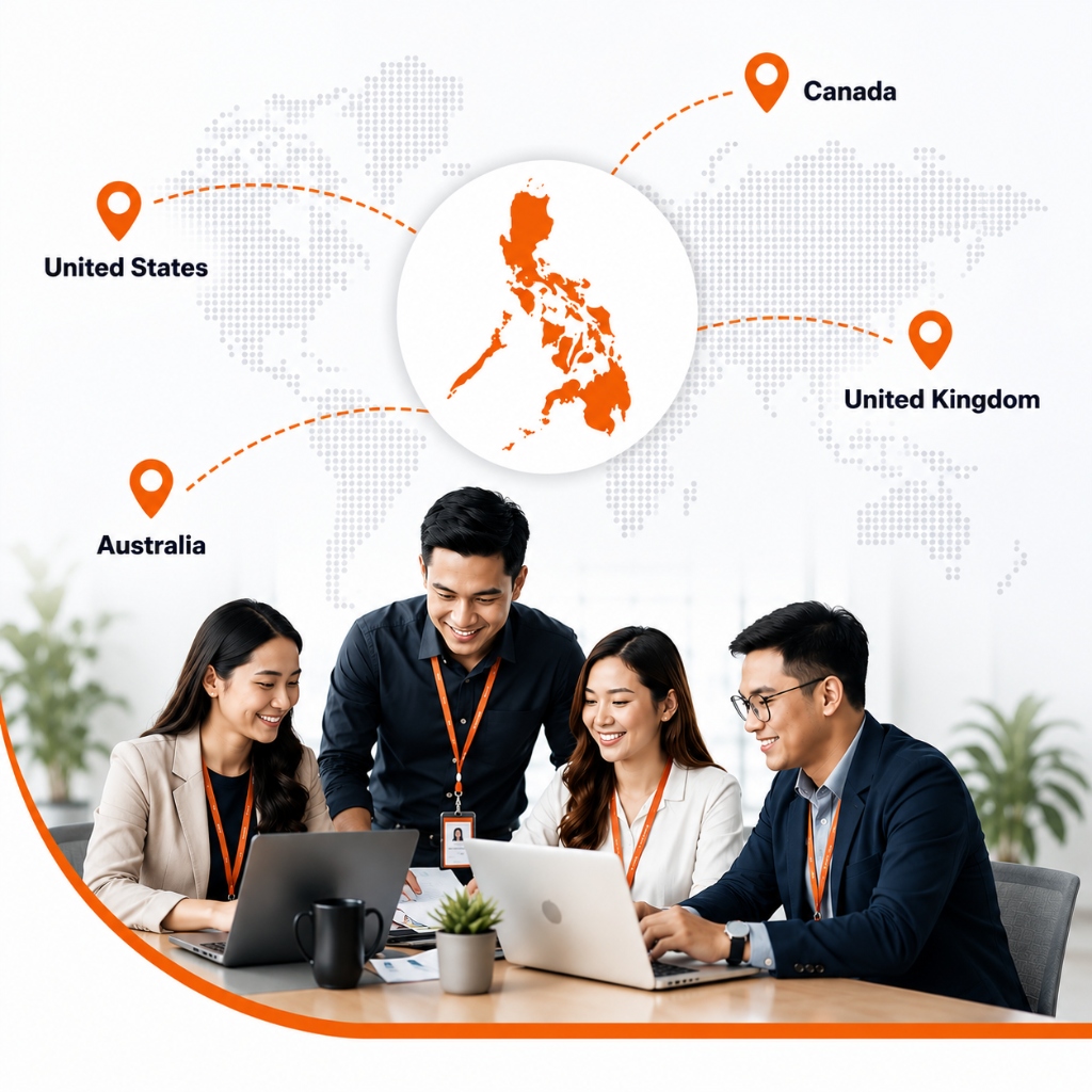 TaskEase global offshore workforce map and remote team professionals